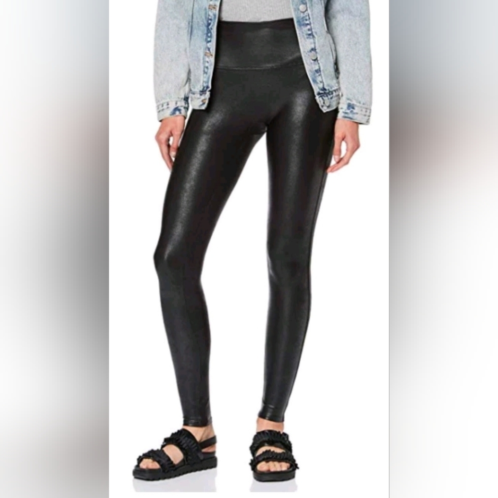 SPANX Faux Leather Leggings Sz XL In Black